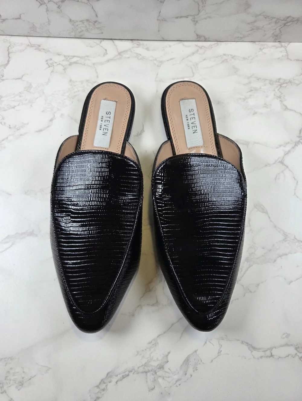 Black Pointed Slip-On Mules(B5) - Picture 3 of 6